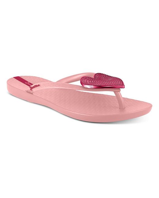 Ipanema Pink Grendene Faux Leather Flat Thong Sandals