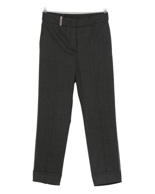 Peserico Gray Heathered Cropped Trousers With Tailored Fit