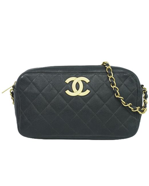 Chanel Black Camera Leather Shoulder Bag (pre-owned)