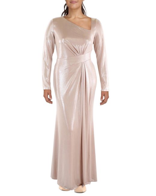 Lauren by Ralph Lauren Pink Shadina Metallic Long Evening Dress