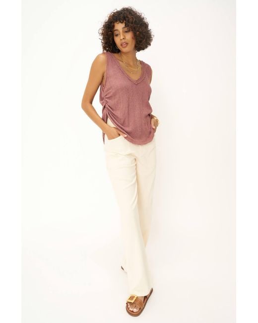 Project Social T Multicolor Float Away Side Ruched V Neck Tank