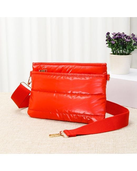 Fashnzfab Red Solid Puffer Crossbody Bag