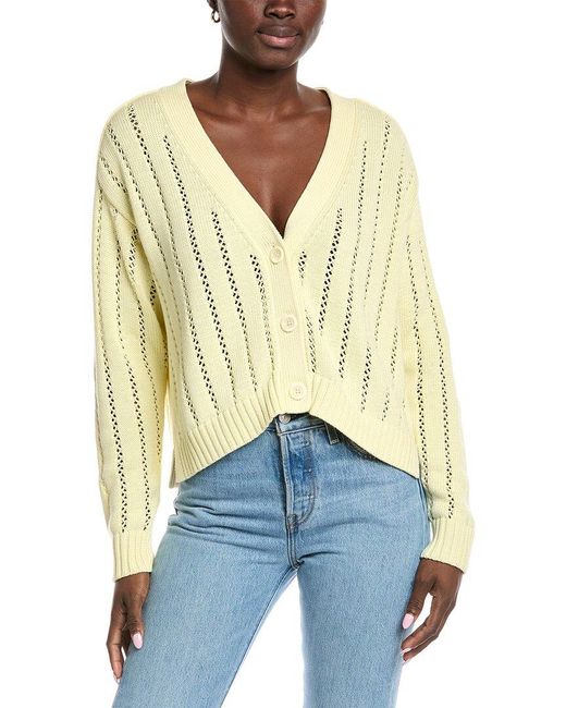 Autumn Cashmere Blue Cotton By Cropped V-Neck Cardigan