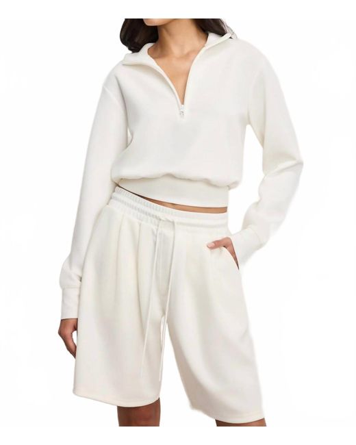 GOOD AMERICAN White Air Soft Half Zip Sweatshirt