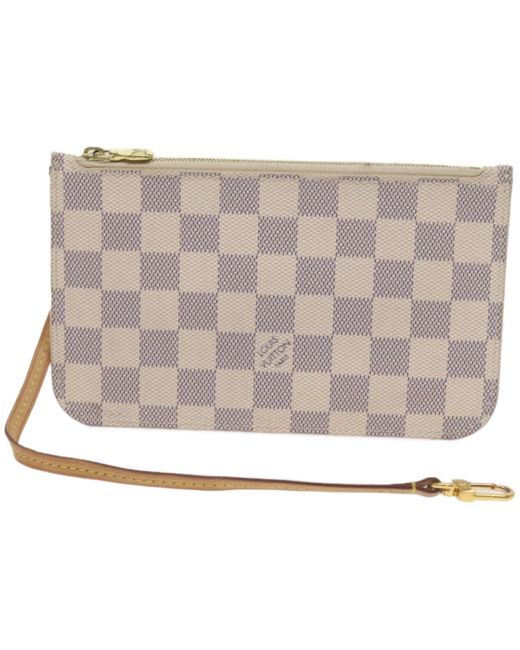 Louis Vuitton White Neverfull Pouch Canvas Clutch Bag (pre-owned)