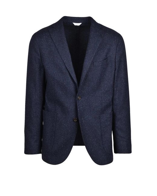 Boglioli Blue Stretch Virgin Wool-Blend Tailored Jacket for men
