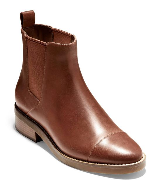 Cole Haan Brown Faux: Faux Leather Chelsea Boots