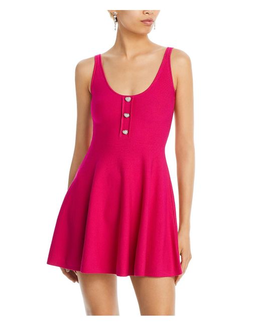 Aqua Pink Knit Viscose Fit & Flare Dress