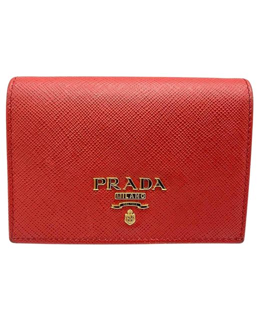 Prada Red Saffiano Leather Wallet (pre-owned)