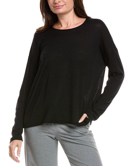 Eileen Fisher Black Wool Box Top