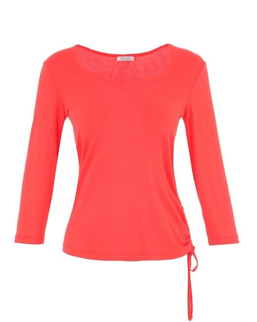Dolcezza Red Ruched Side Tie Top