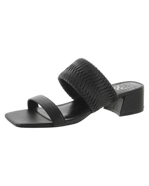 Vince Camuto Black Shamira Leather Mules Slide Sandals