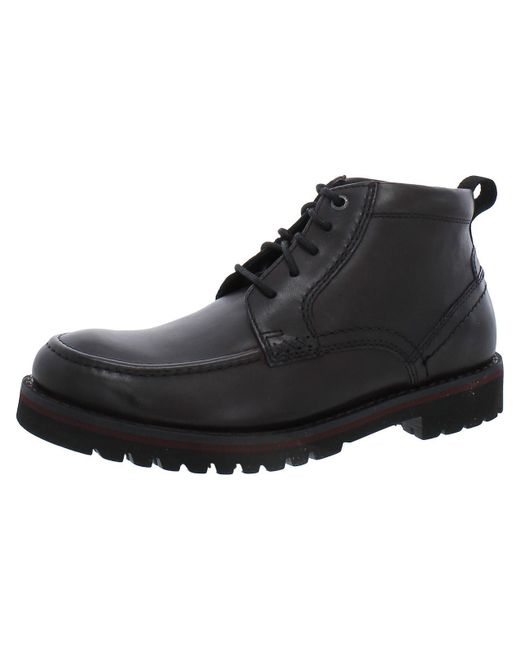 Rockport Black Mitchell Faux Leather Chukka Boots for men