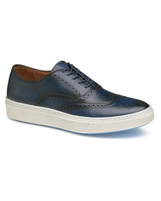 Johnston & Murphy Blue Hollins Lace Up Round Toe Casual And Fashion Sneakers for men