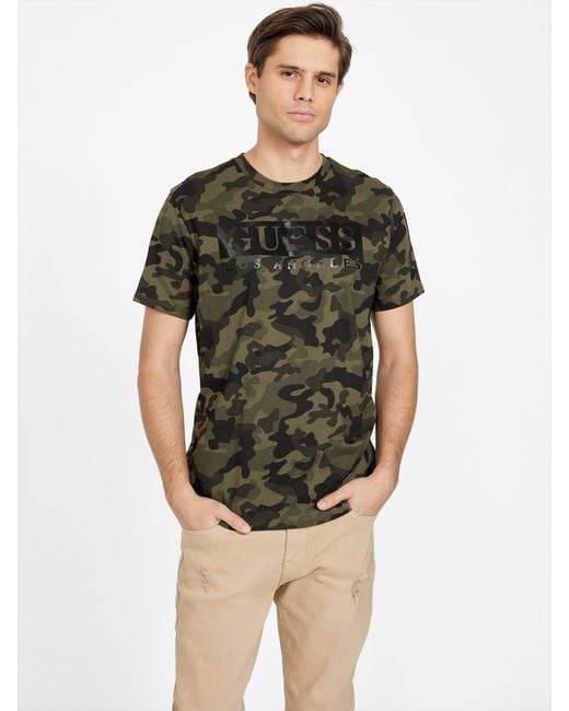 Guess Factory Green Greg Camo Reflective Tee for men