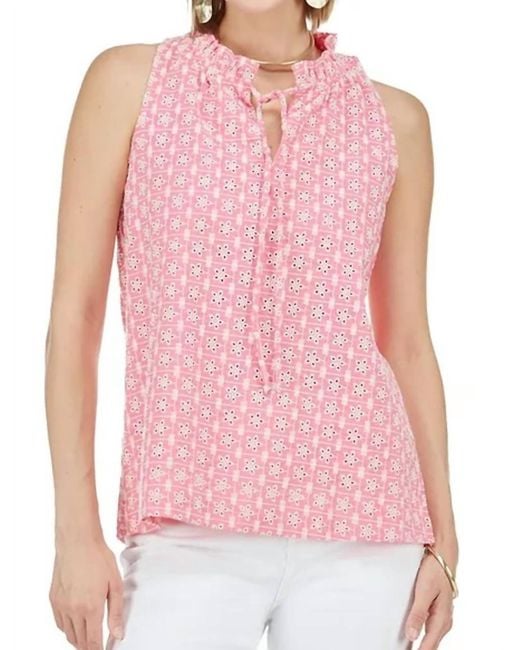 J joy Pink Eyelet Halter Top