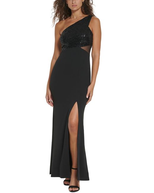 Vince Camuto Black Sequined Long Evening Dress