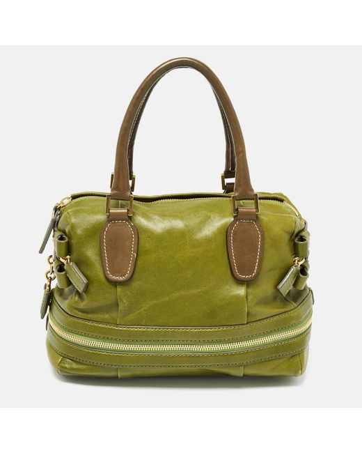 Chloé Green Leather Andy Expandable Satchel