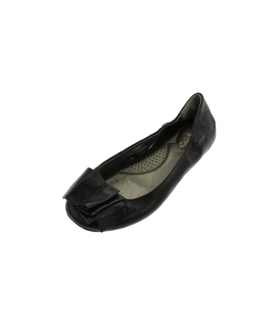 Me Too Black Lilyana Leather Bow Ballet Flats