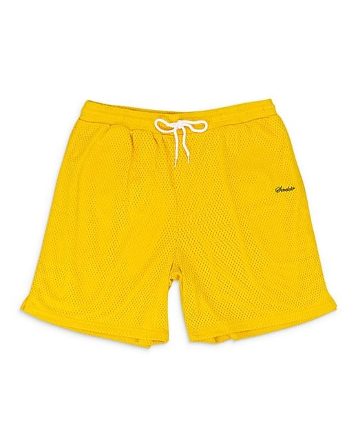 Sinclair Yellow Script Logo Mesh Shorts for men