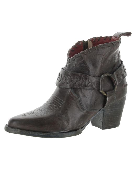 Bed Stu Gray Tania Leather Pointed Toe Cowboy