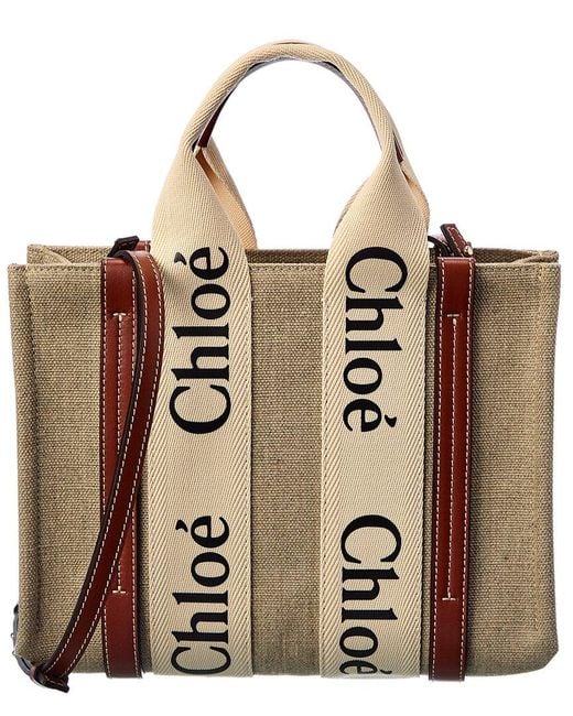 Chloé Brown Woody Small Canvas & Leather Tote