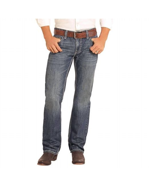 Rock & Roll Denim Blue Pistol Regular Stackable Straight Leg Jean for men