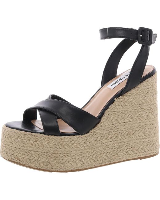 Steve Madden Blue Lulah Leather Espadrille Ankle Strap