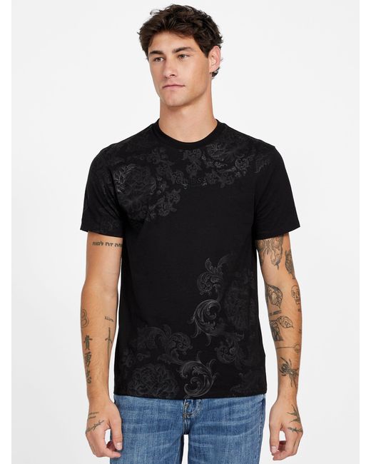 Guess Black Dwyre Crewneck Tee for men