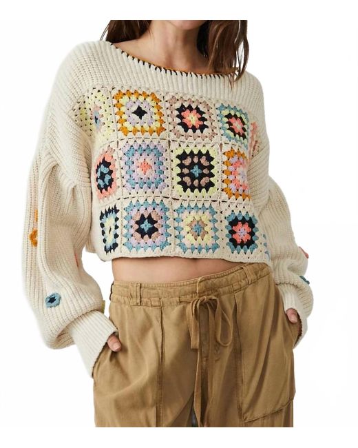 Echo Natural Crochet Cropped Sweater