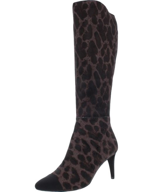 Karl Lagerfeld Black Marcy Cow Fur Pointed Toe Knee-high Boots