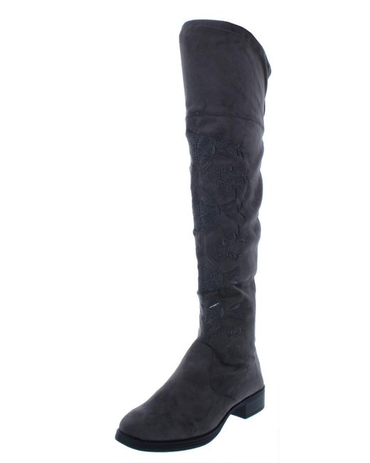 Circus by Sam Edelman Blue Princeton Faux Suede Floral Embriodery Over-the-knee Boots