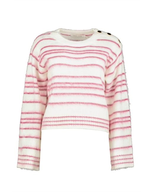 Bishop + Young Pink Noelle Stripe Fuzzy Sweater