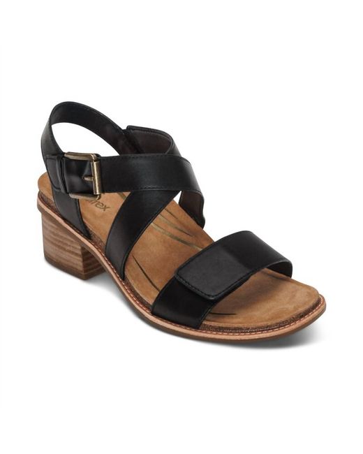 Aetrex Black Kristin Adjustable Cross Strap Low Heel Sandals