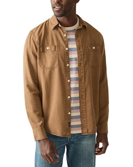 Faherty Brand Brown The Tried And True Chambray Linen-Blend Workshirt for men
