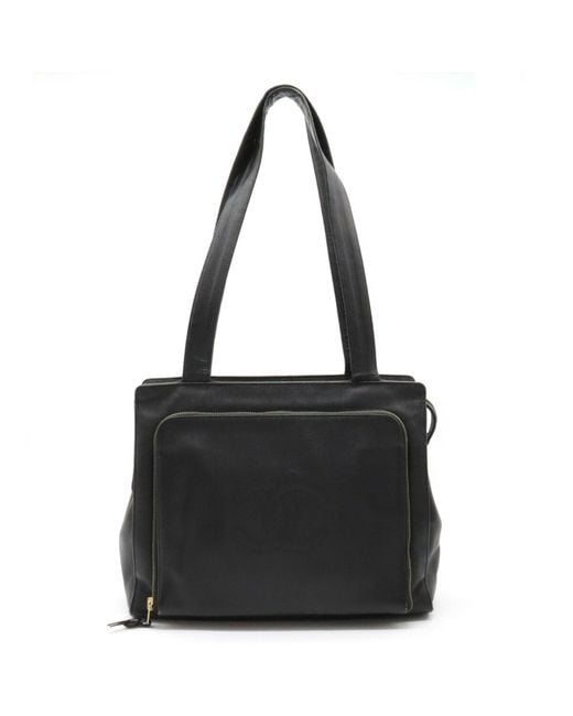 Chanel Black Cc Totebag Leather Shoulder Bag (pre-owned)