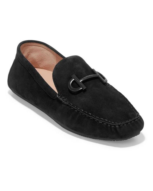 Cole Haan Black Tully Driver Faux Suede Slip On Loafers