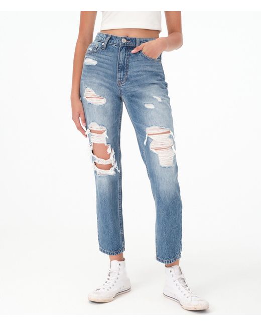 Aéropostale High-rise Mom Jea in Blue 