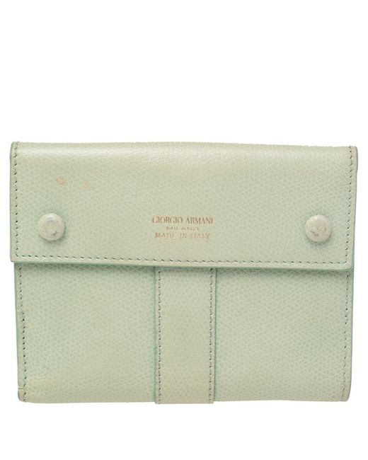 Giorgio Armani Green Leather French Wallet