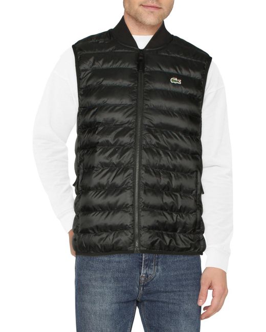 Lacoste Black Quilted Layering Vest for men
