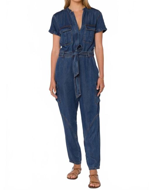 Velvet Heart Women's Blue Greyson Short Sleeve Jumpsuit