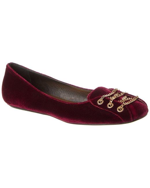 French Sole Red Outlaw Velvet Flat