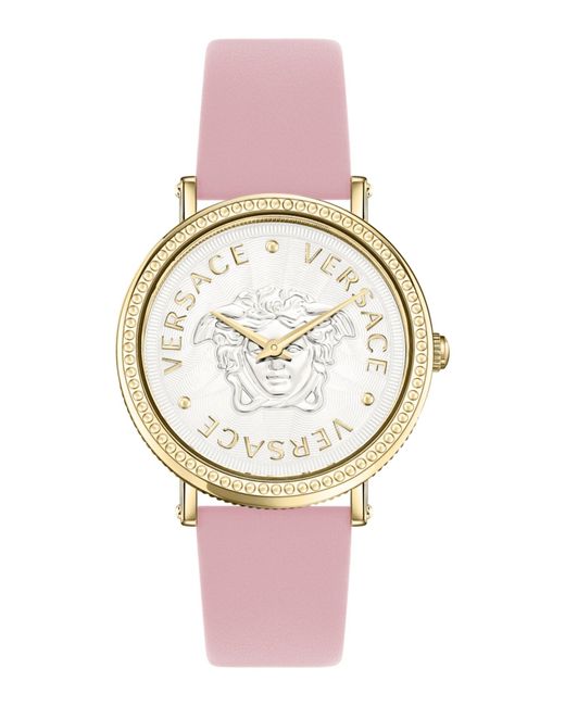 Versace Pink V-dollar Leather Watch
