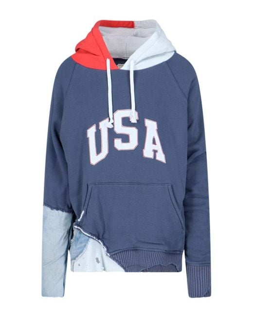 Greg Lauren Blue Fragment Usa" Hoodie for men