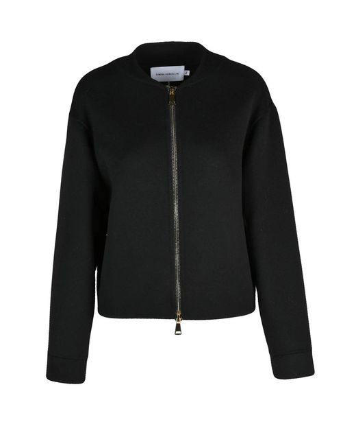 SIMONA CORSELLINI Black Cropped Wool-Blend Zip Jacket