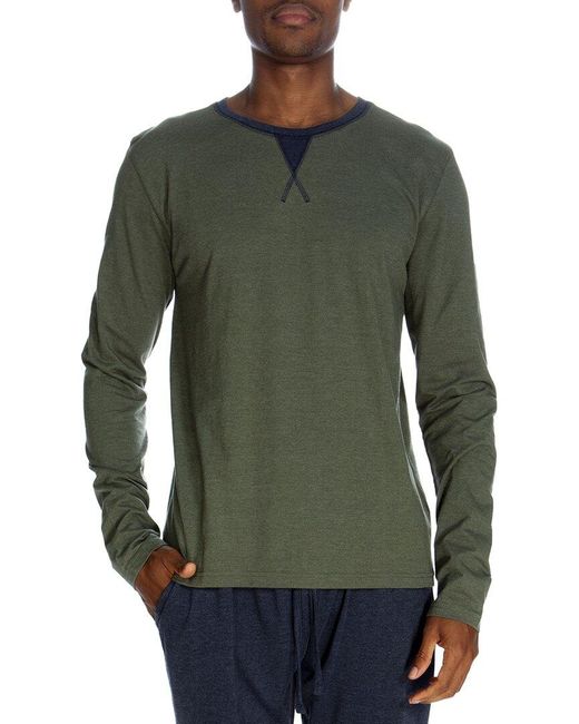 Unsimply Stitched Green Contrast Crewneck Shirt for men