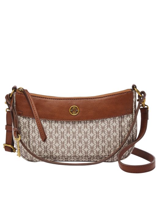 Fossil Skylar Printed Pvc Mini Baguette in Brown Lyst