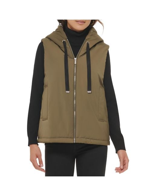 Calvin Klein Green Puffer Hooded Vest