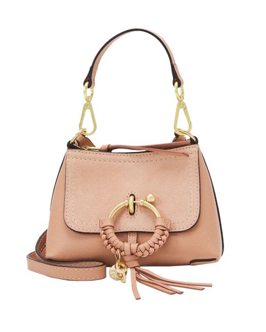 See By Chloé See By Chloe Joan Mini Leather Suede Crossbody Handbag Coffee Pink