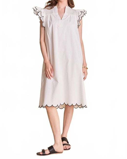 English Factory White Flutter Sleeve Midi Dress
